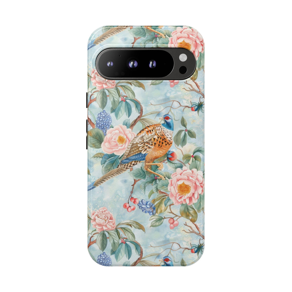 Chinoiserie Designed Floral Pheasant Phone Case with Bird Design