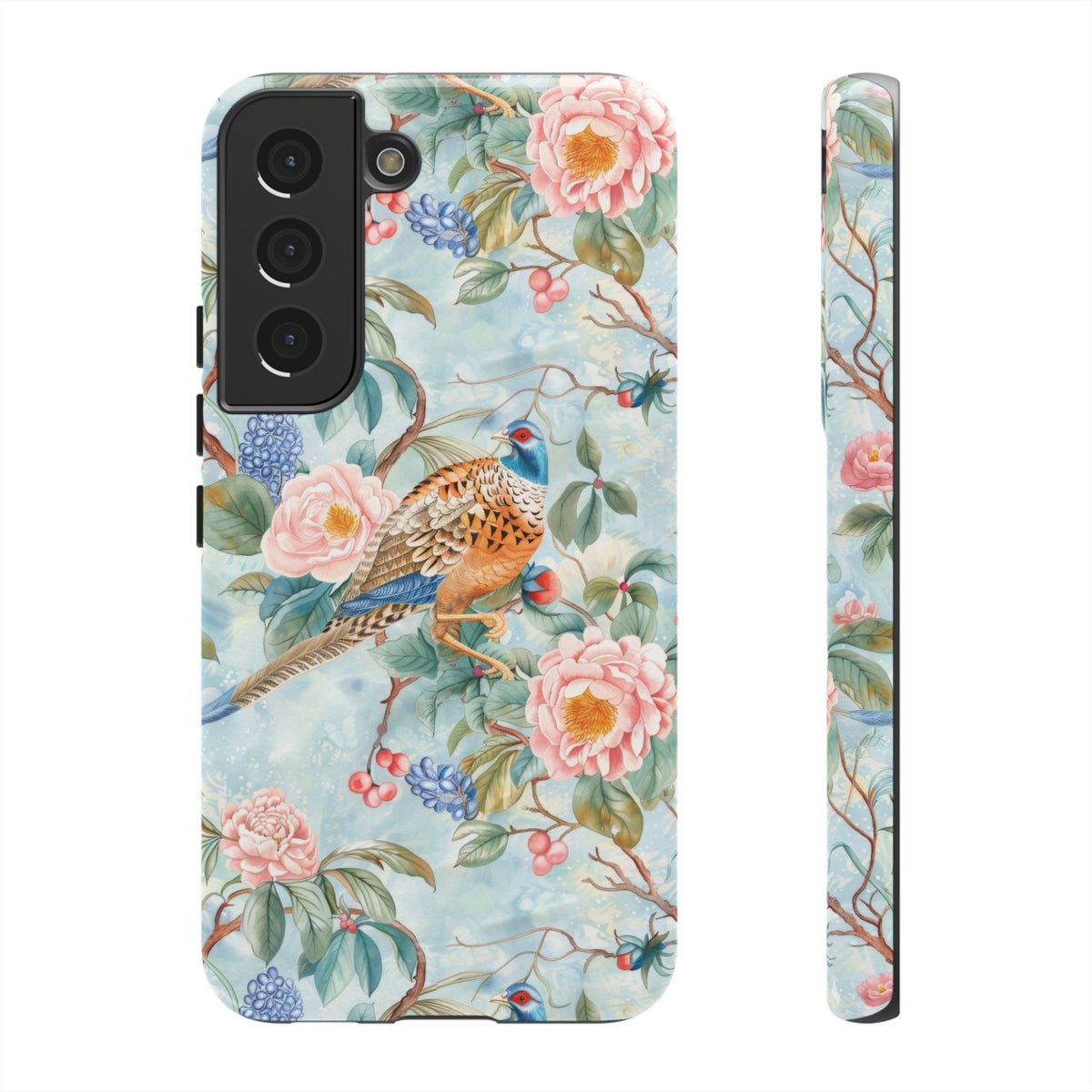 Chinoiserie Designed Floral Pheasant Phone Case with Bird Design