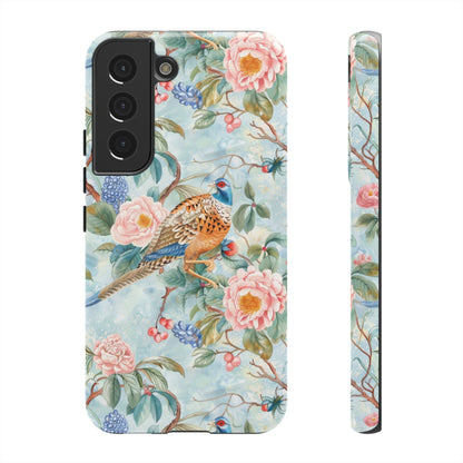Chinoiserie Designed Floral Pheasant Phone Case with Bird Design