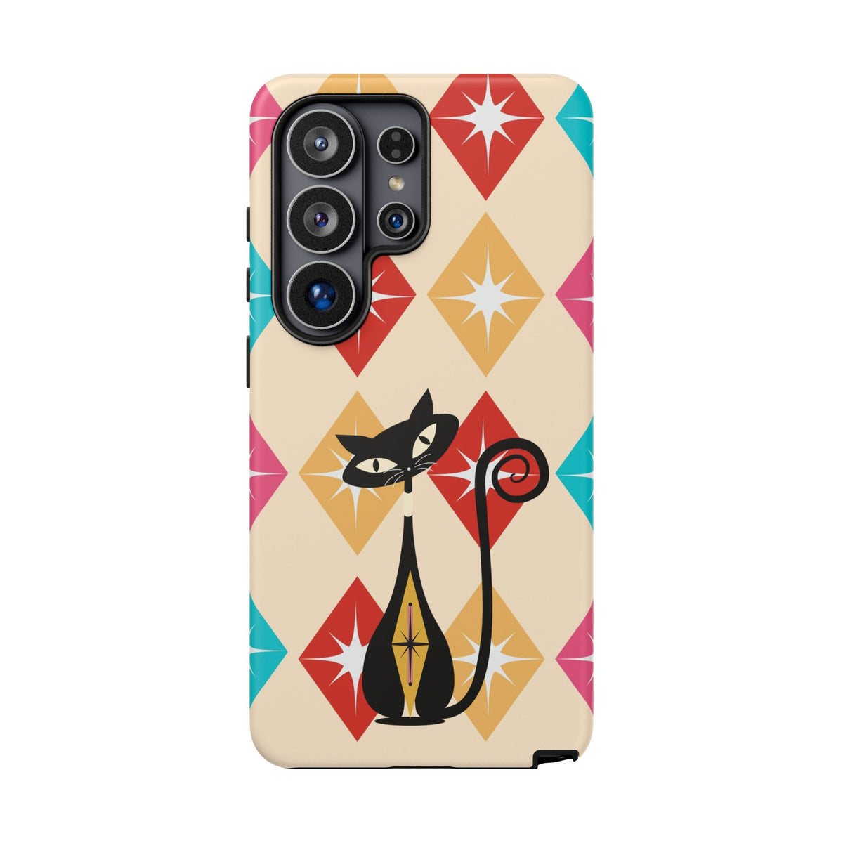 Mid Century Modern Atomic Cat, Atomic 50s Diamonds Retro Phone Tough Cases