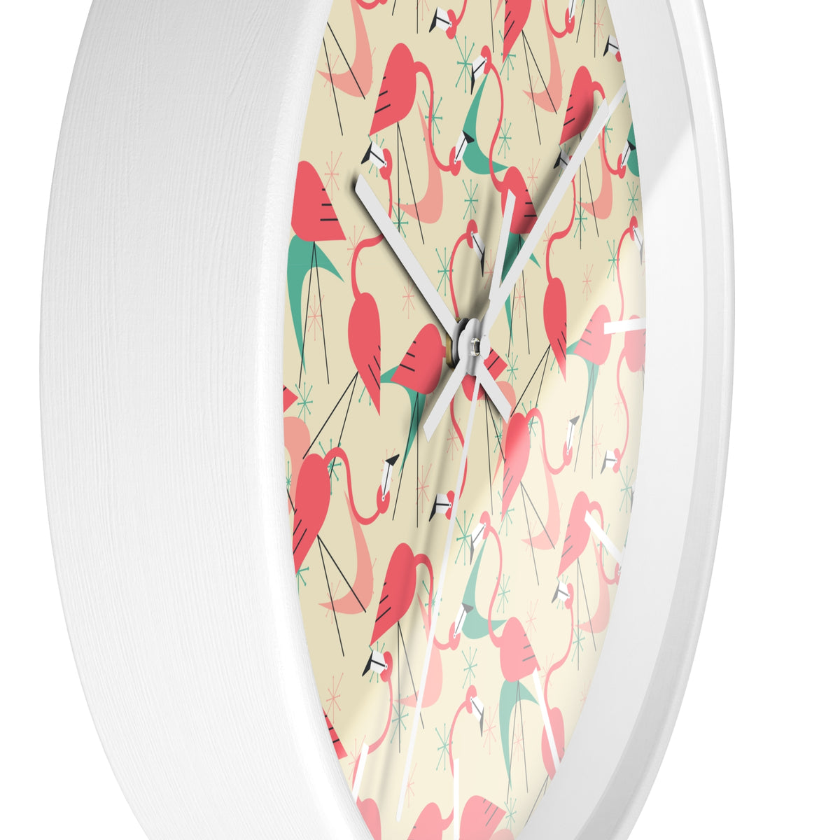 Mid Century Modern Flamingo Wall Clock, Kitschy Quirky Dancing Flamingos Fun Home Decor for Retro Summer Vibes - Mid Century Modern Gal