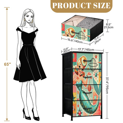 Mid Century Modern 50s Mermaid Designed MCM 4-Drawer Dresser - Mid Century Modern Gal