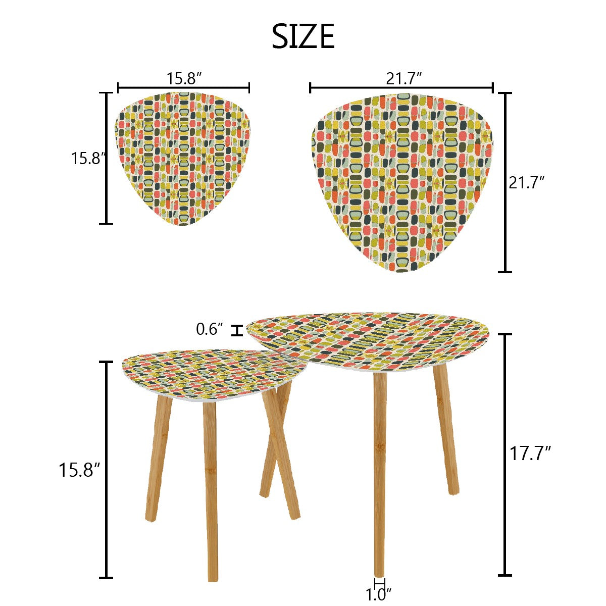 Mid Century Modern Geometric Designed Mod Nesting Tables MCM Furniture - Mid Century Modern Gal