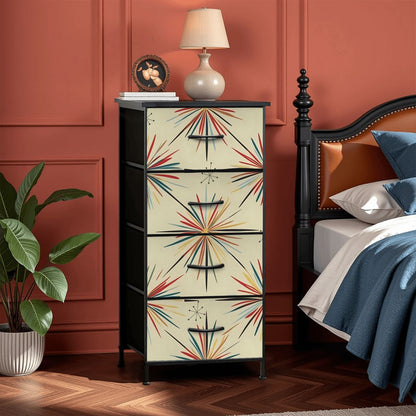 Mid Century Modern Atomic 50s Starbursts 4-Drawer Dresser - Mid Century Modern Gal