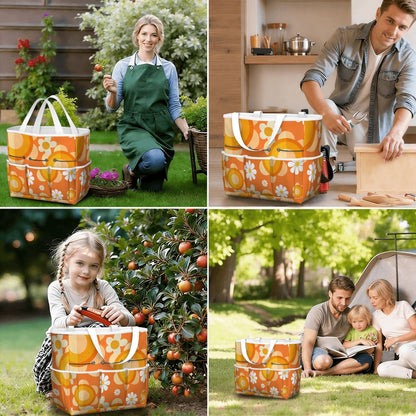 Flower Power Orange Groovy Mod Garden Tool Bag - Mid Century Modern Gal