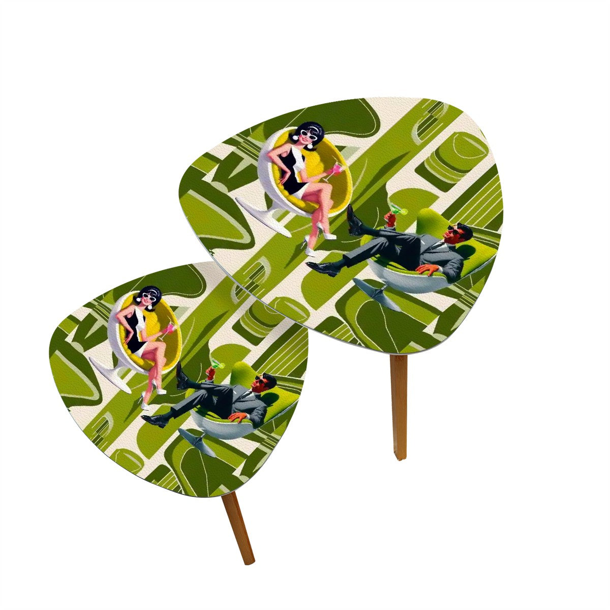 Mid Century Modern 60s Mod Couple, Cocktail Hour, MCM Nesting Tables - Mid Century Modern Gal