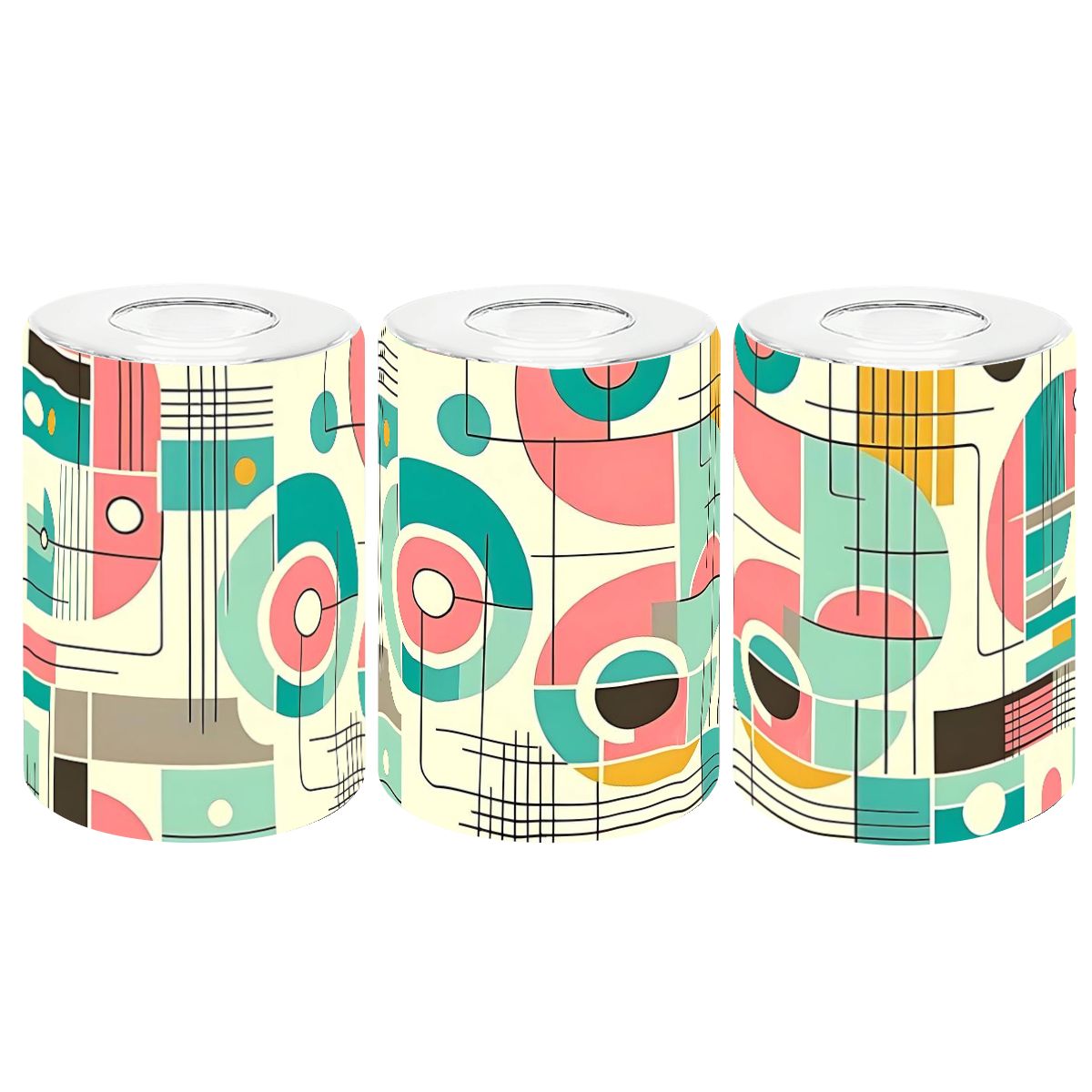 Mid Modern Bahaus Designed Geometric Cylindrical Glass Lampshades - Mid Century Modern Gal