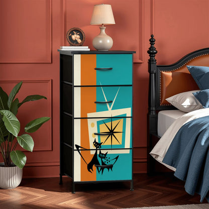Mid Century Modern Retro TV Atomic Cat Kitschy 4-Drawer Dresser - Mid Century Modern Gal