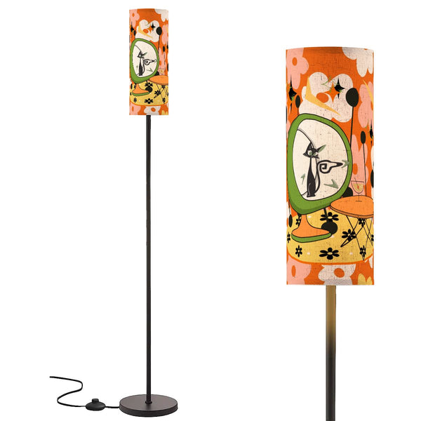 Atomic Cat Mid Mod Floor Lamp, Retro Floral Vibes, Groovy Cat Egg Chair And Martini Time