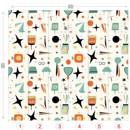 Mid Century Modern Wallpaper Wall Murals, Peel And Stick Starbursts Retro Designs - Mid Century Modern Gal