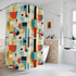 Mid Century Modern Bauhaus Style, Orange, Teal, Aqua Geometric Designed Shower Curtain - Mid Century Modern Gal