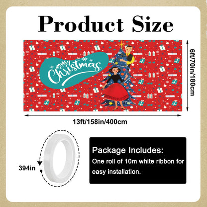 Mid Century Modern Christmas Kitschy 50s Garage Door Banner Backdrop - Mid Century Modern Gal