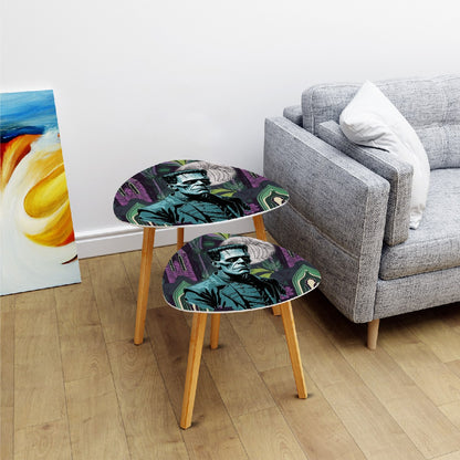 Retro Goth Frankenstein Horror Purple Green Mid Century Modern Nesting Tables - Mid Century Modern Gal