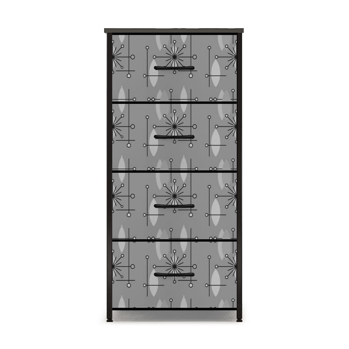 Mid Century Modern Moody Gray Starbursts 4-Drawer Dresser - Mid Century Modern Gal