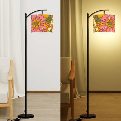 Flower Power Groovy Retro Mod Floral 70s Designed Lamp SHADE ONLY - For Arc Floor Lamps Only - Mid Century Modern Gal