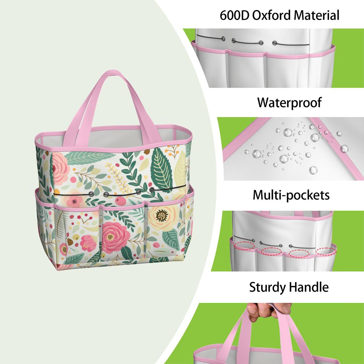 Floral Pink Mid Century Modern Garden Tool Bag