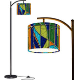 Mid Century Modern Arc Floor Lamp, Green Blue,Orange Purple Faux Glass Designed - Mid Century Modern Gal