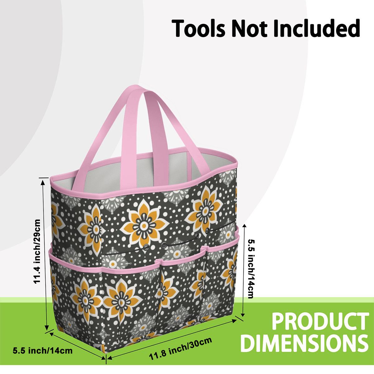 Floral Bohemian Retro Gray Yellow Modern Garden Tool Bag