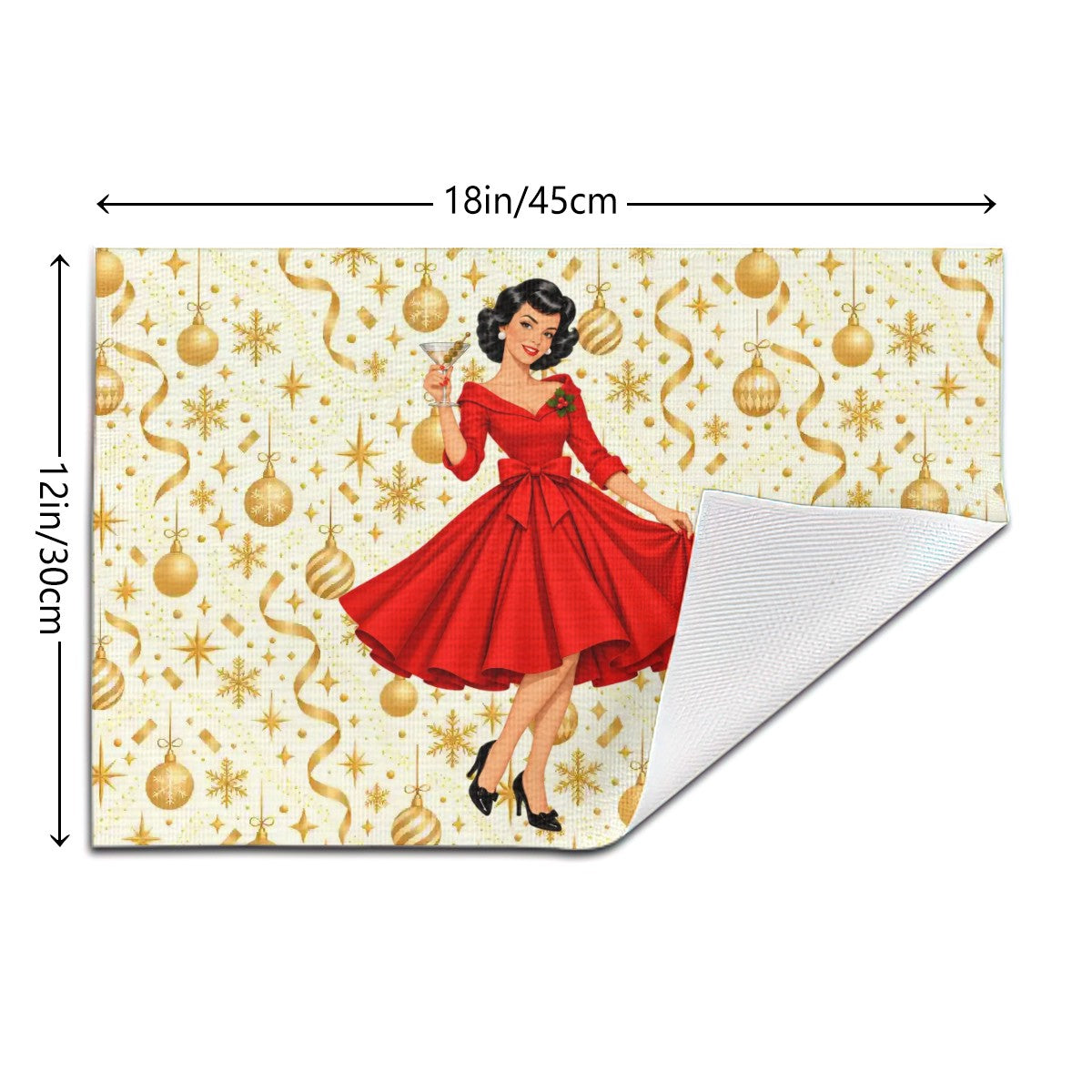 Mid Century Modern Christmas Martini Gal Placemat 1pc - Mid Century Modern Gal
