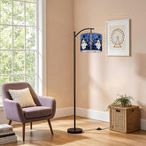 Halloween Stained Glass Style Ghost Haunted House Arc Floor Lamp - Mid Century Modern Gal