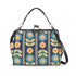 Modern Scandinavian Flower Blue, Orange, Yellow, Green Mid Century Modern Kisslock Crossbody Purse - Mid Century Modern Gal