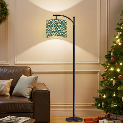 Art Deco Peacock Inspired Arc Floor Lamp - Mid Century Modern Gal