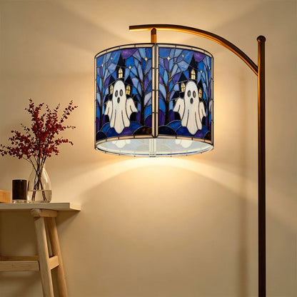 Halloween Stained Glass Style Ghost Haunted House Lamp SHADE ONLY - For Arc Floor Lamps Only