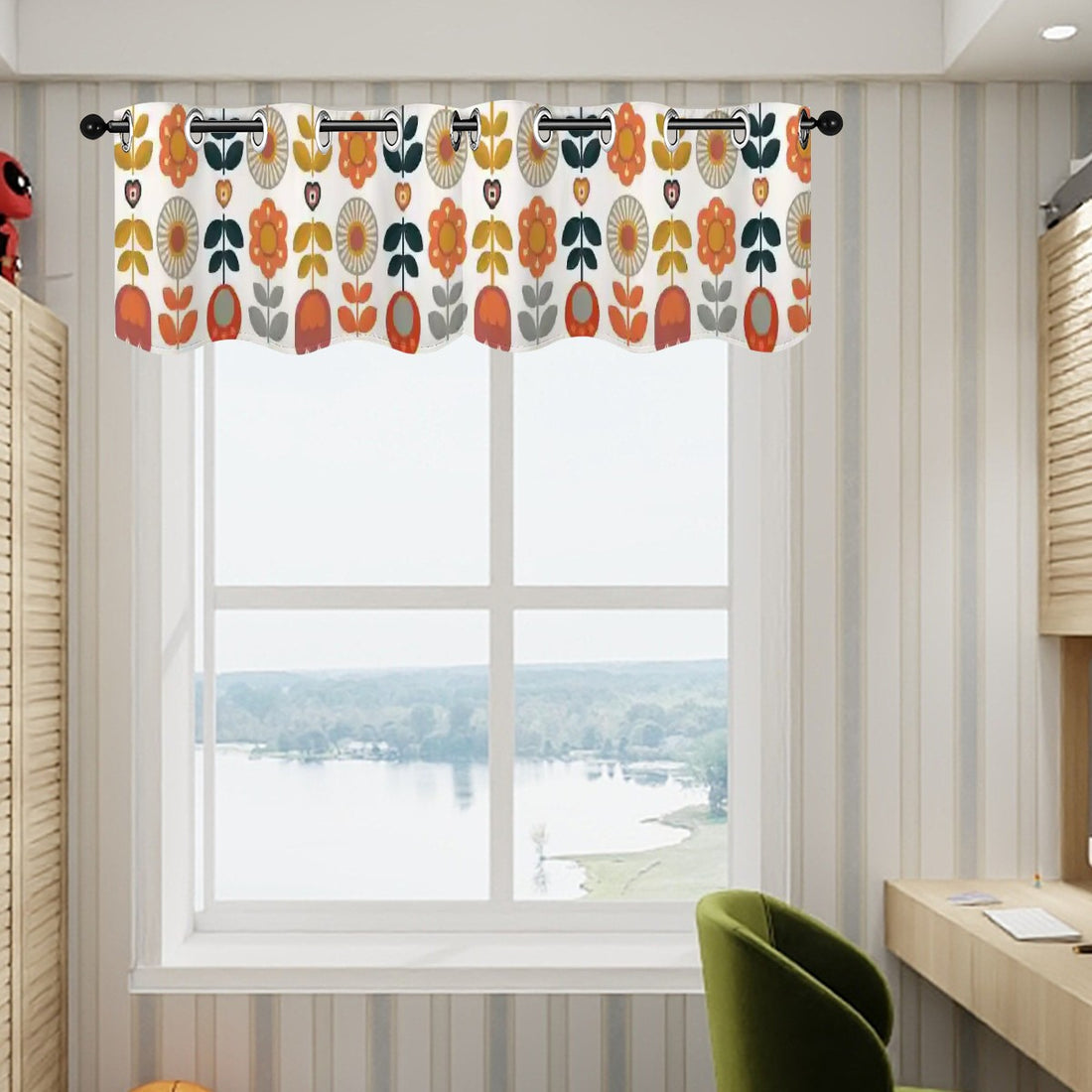 Mid Mod Scandinavian Designed Floral Curtain Valances - Mid Century Modern Gal