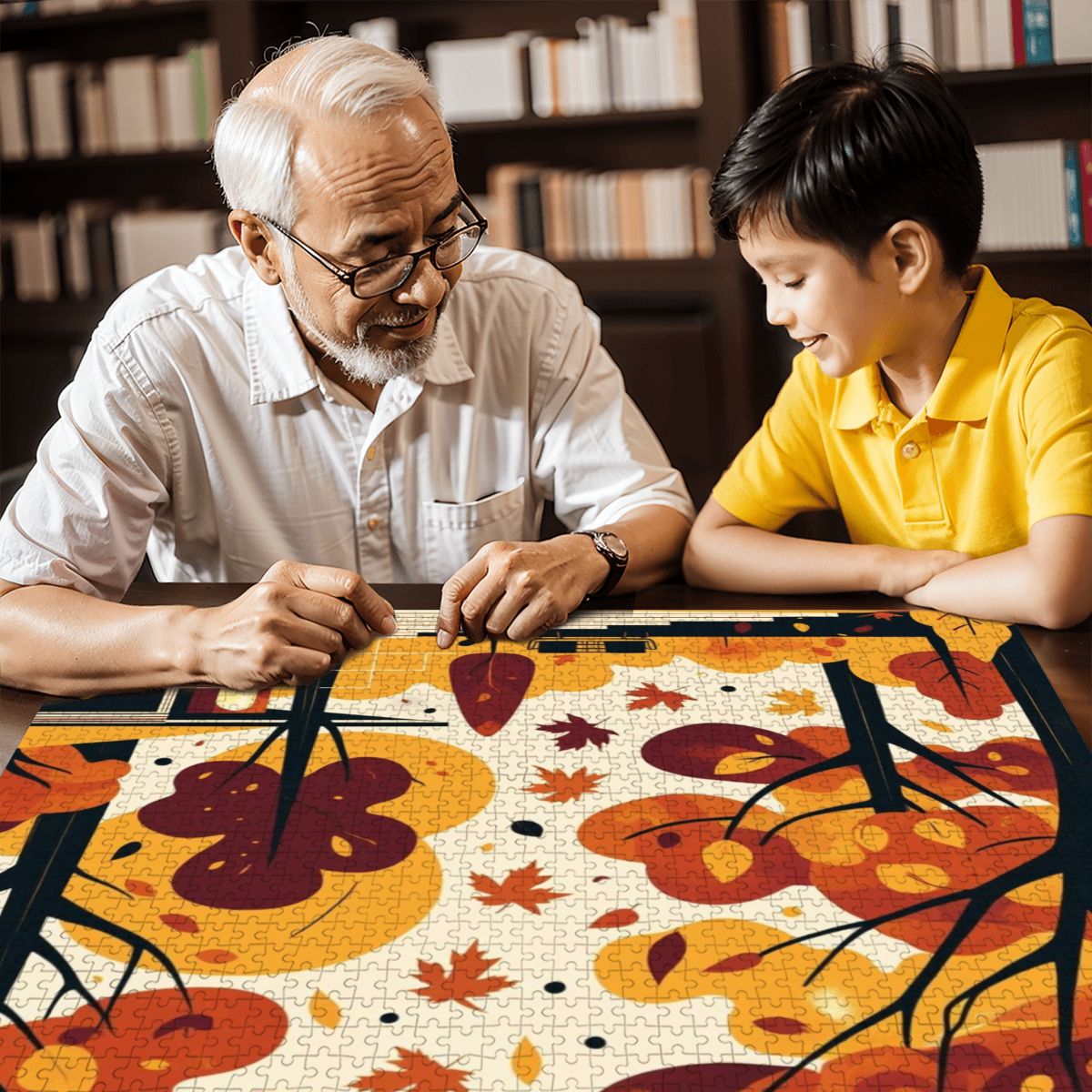 Mid Century Modern Scandinavian Designed Harvest Wooden Jigsaw Puzzle - Mid Century Modern Gal