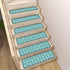 Art Deco Stair Tread Carpets | Aqua Teal Blue Mid Century Modern Style Non Slip Carpet for Stairs Treads - Mid Century Modern Gal
