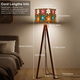 70s Groovy Retro Flower Mod Daisy Brown, Orange Pink Teal Mid Mod Tripod Floor Lamp (Made in USA) - Mid Century Modern Gal