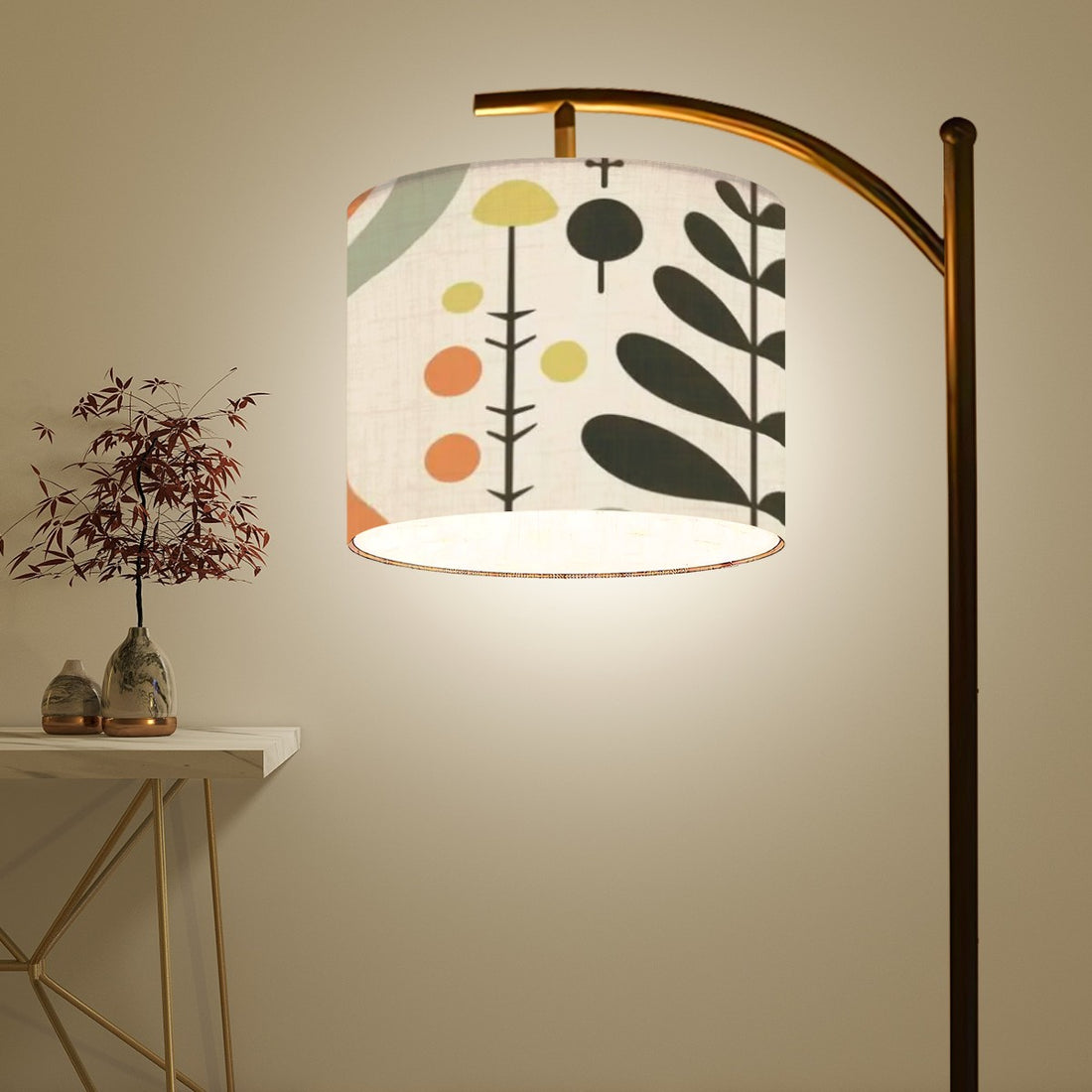 Scandinavian Flower, Mid Century Modern Arc Floor Lamp