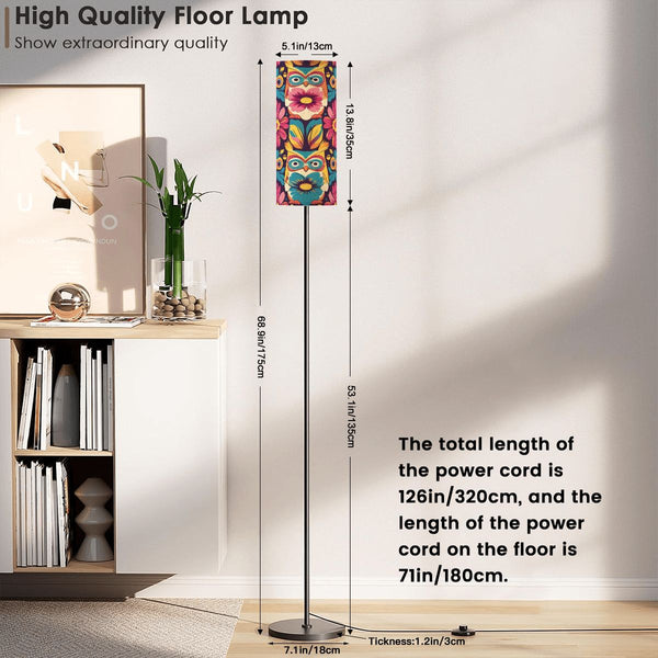 70s Owl Flower Power Pink Blue Yellow Kitschy Mod Floor Lamp