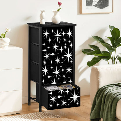 Atomic Starburst Black White Mid Century Modern 4-Drawer Dresser - Mid Century Modern Gal