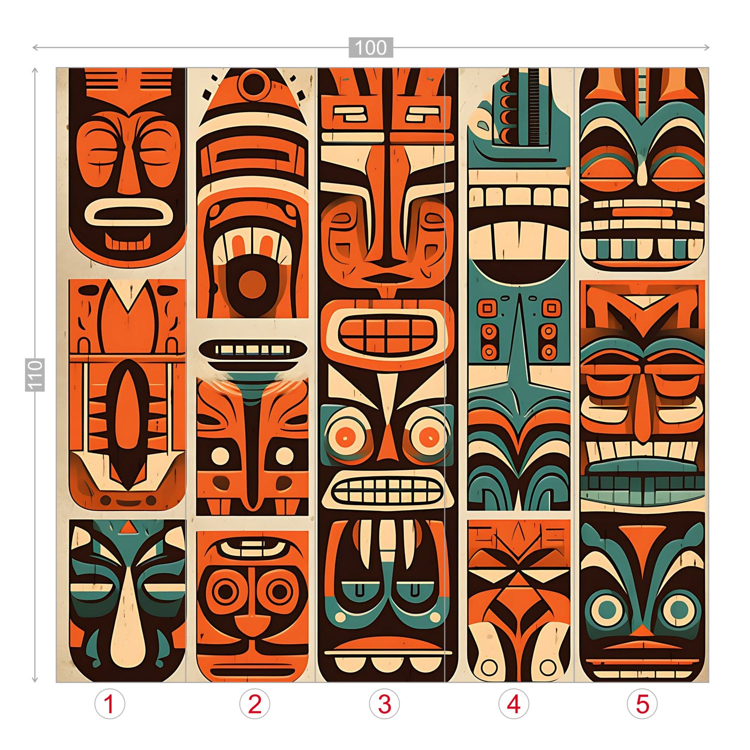 Tiki Idol Mid Century Modern Wallpaper, Peel and Stick Retro Wall Murals