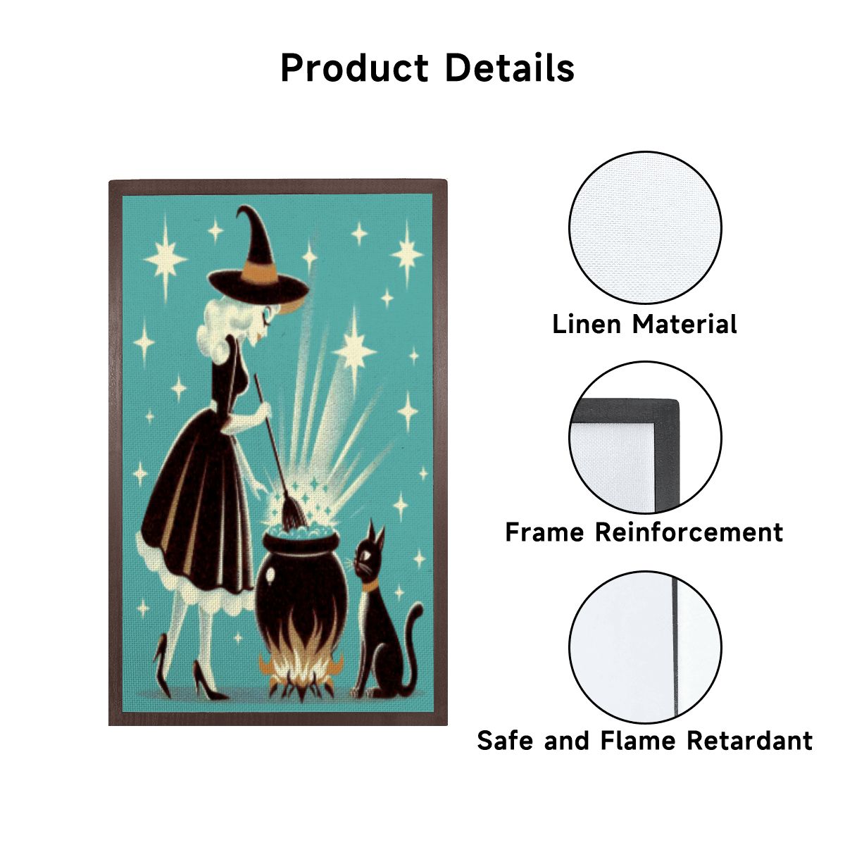 Witch's Brew Mid Century Modern Halloween Gothic Teal Lampshade for Floor Lamp with Shelves - Lampshade Only - Mid Century Modern Gal