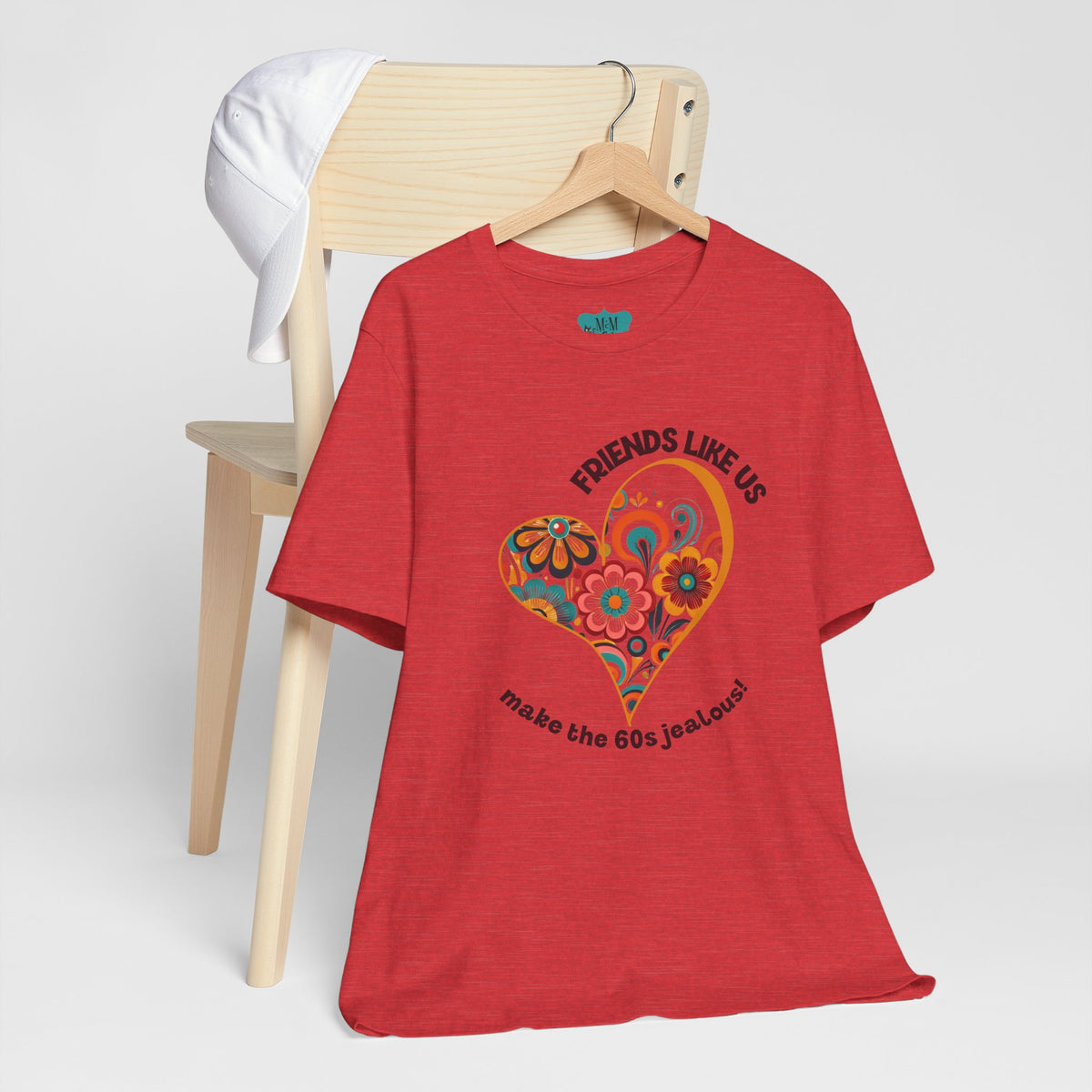 Friends Like Us Vintage  Retro Floral Heart Bestie Tee For All Ages - Mid Century Modern Gal