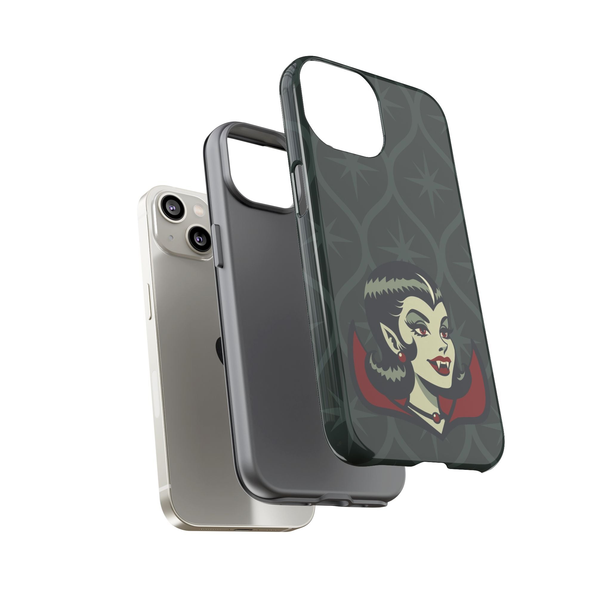 Vampire Dracula Girl Halloween Goth Horror Buff MCM Green Tough Phone Case
