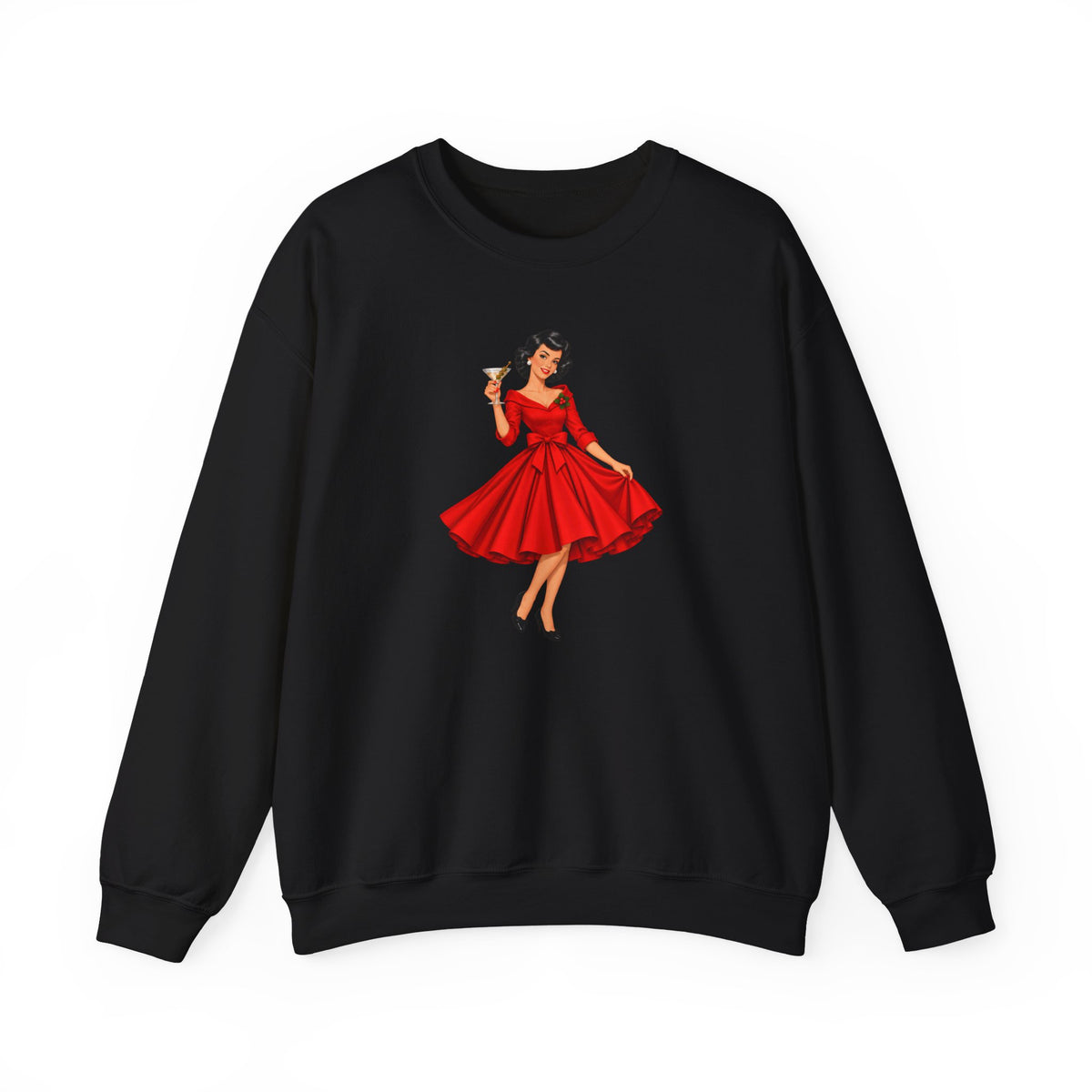 Mid Century Modern Christmas Martini Gal Unisex Heavy Blend™ Crewneck Sweatshirt - Mid Century Modern Gal