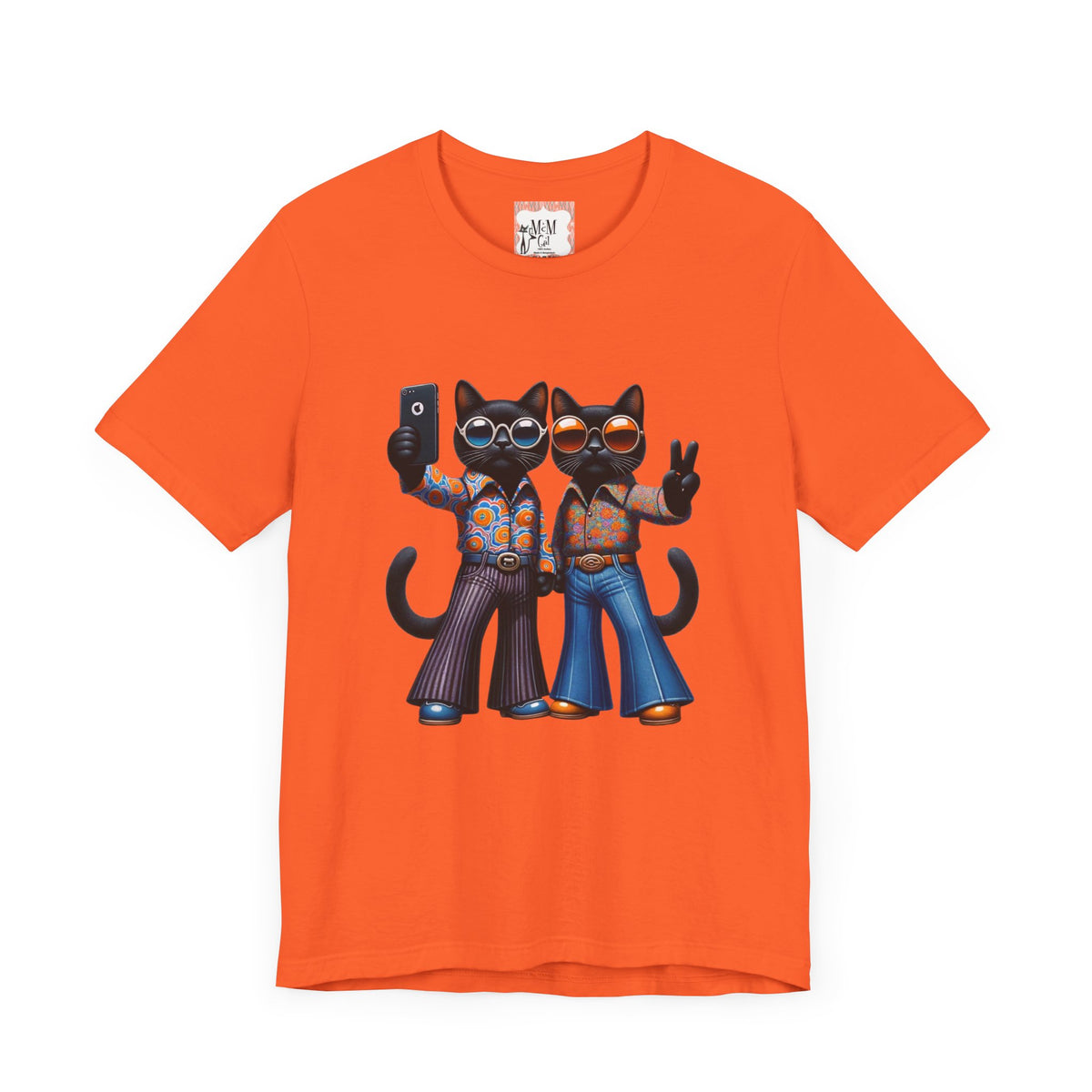 Two Cool Cats, Male Couple, Kitschy Fun Selfie Cats Retro Tee - Mid Century Modern Gal