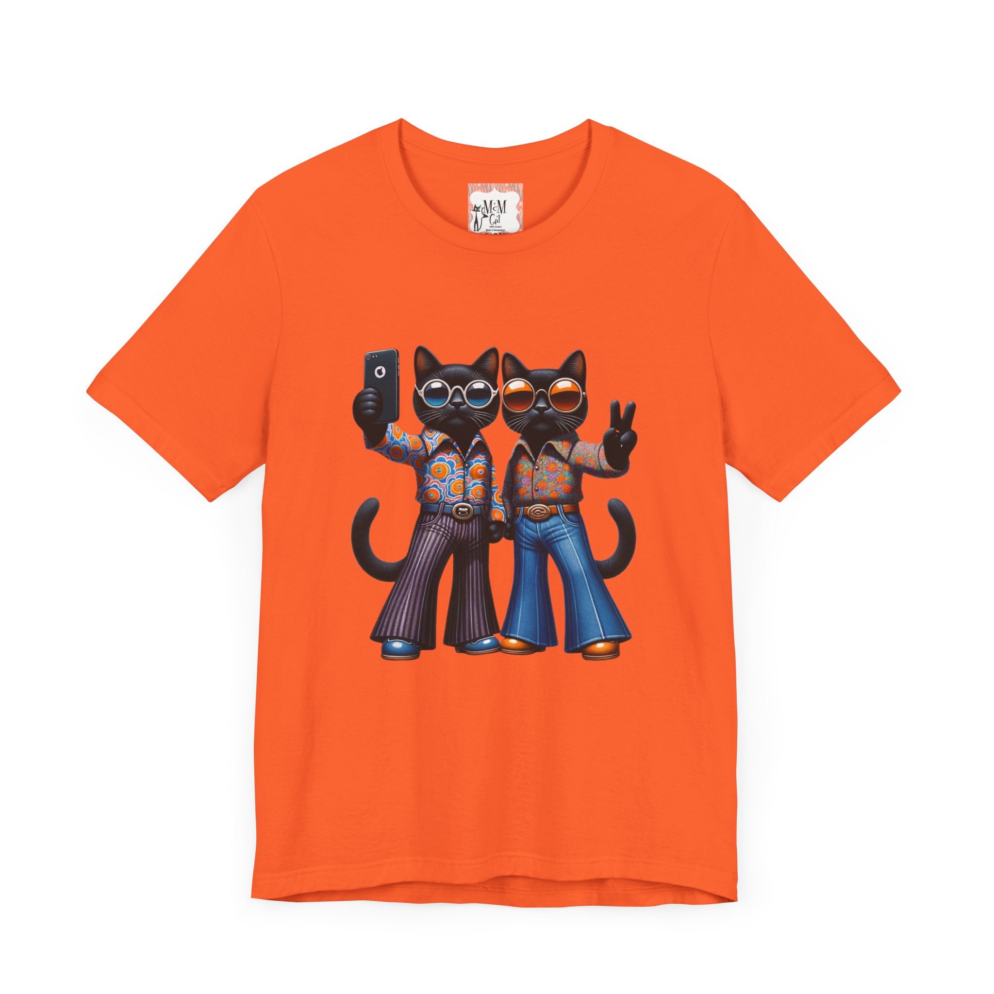 Two Cool Cats, Male Couple, Kitschy Fun Selfie Cats Retro Tee