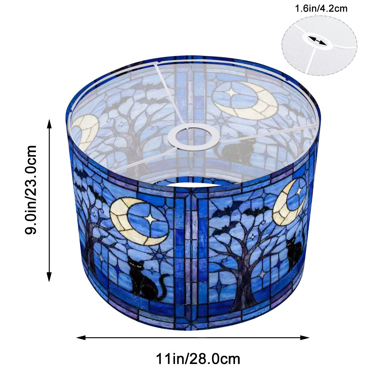 Halloween Stained Glass Style Night Sky Black Cat Lamp SHADE ONLY - For Arc Floor Lamps Only