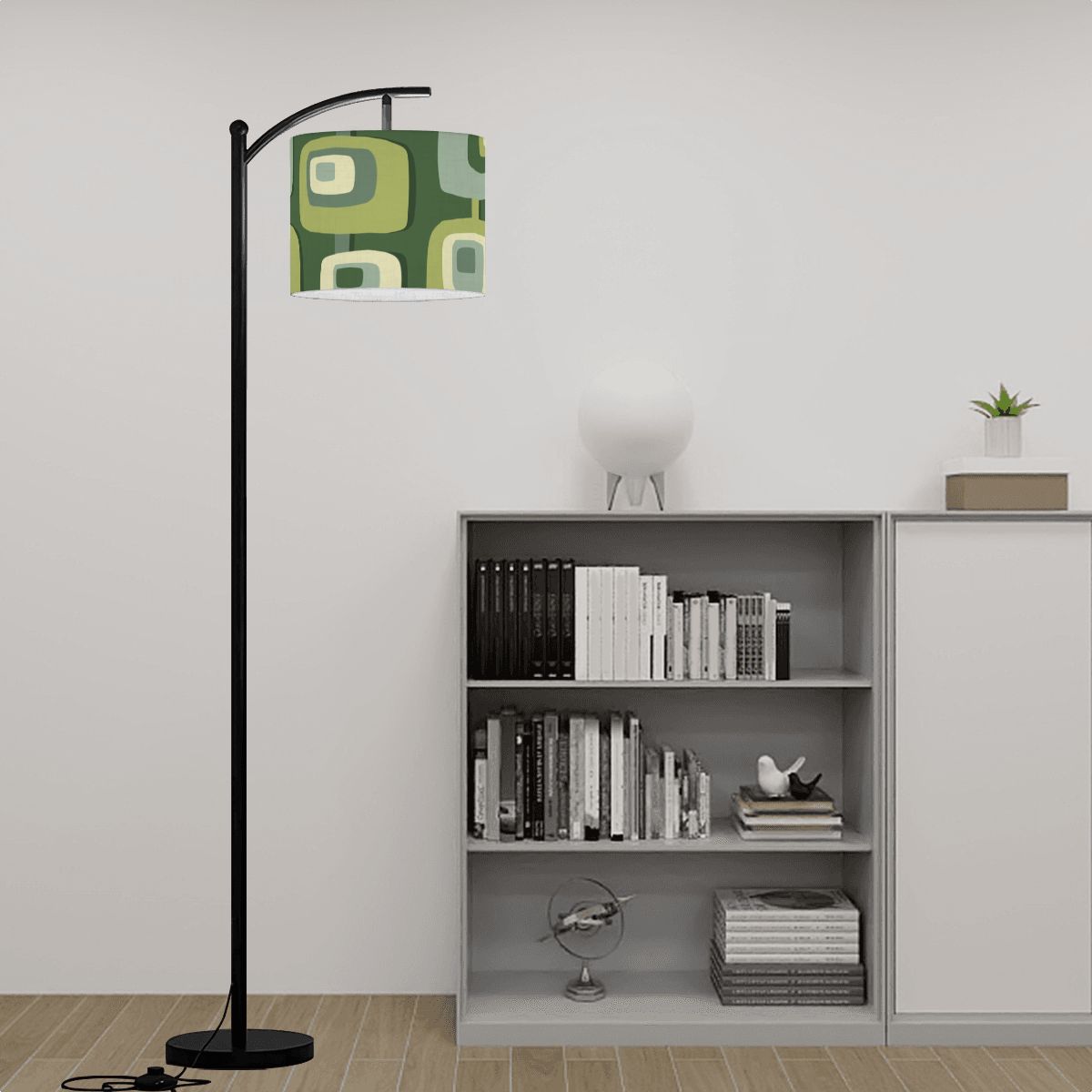 Mid Century Modern Geometric Designed Green, Mid Mod Lamp SHADE ONLY - For Arc Floor Lamps Only - Mid Century Modern Gal