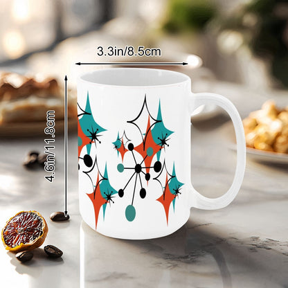 Mid Century Modern Atomic Starburst Sputnik Designed Large Colorful Mug (15oz) - Mid Century Modern Gal