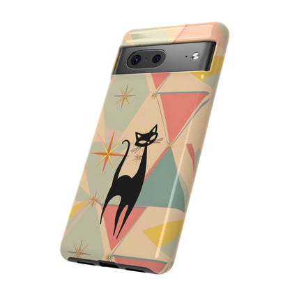 Atomic Cat Mid Mod Retro Cat Phone Case | Tough Cases with Vintage Vibe | Ideal for Cat Lovers