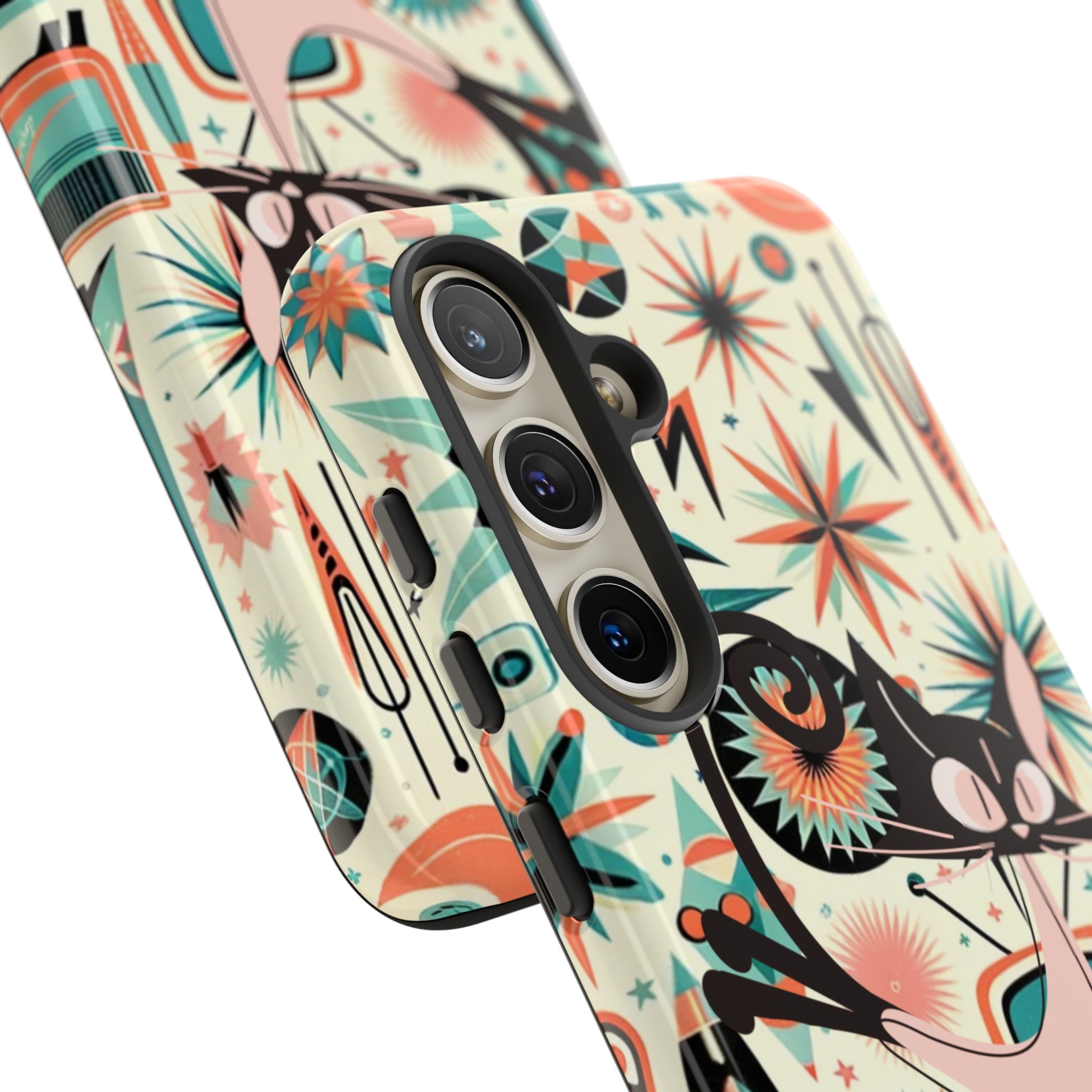 Atomic Kitty Boomerang Space Kitty Mid Century Modern Samsung, Smart Phone, Tough Cases