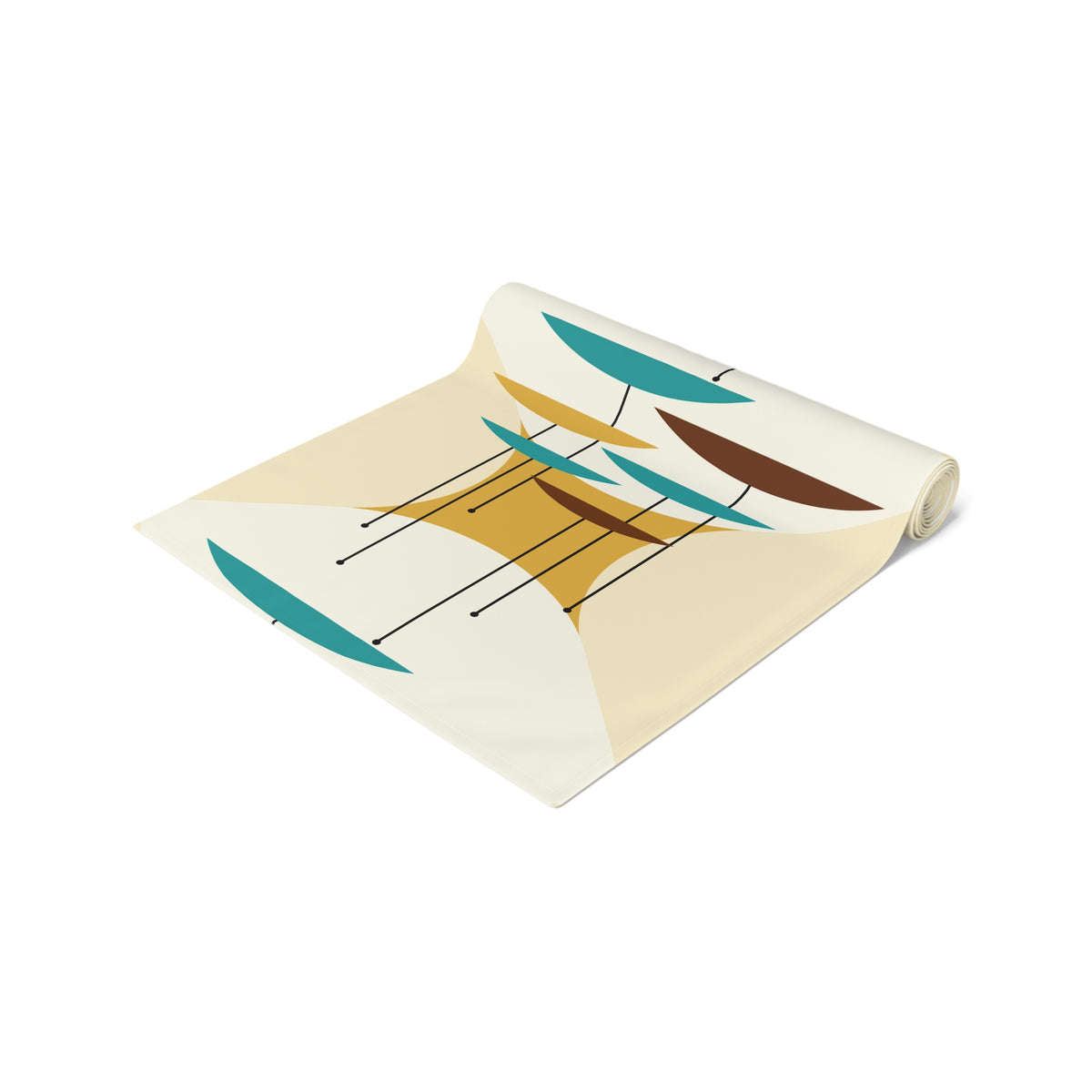 Mid Century Modern Geometric Moderninst, Minimal Beige MCM Table Runner - Mid Century Modern Gal