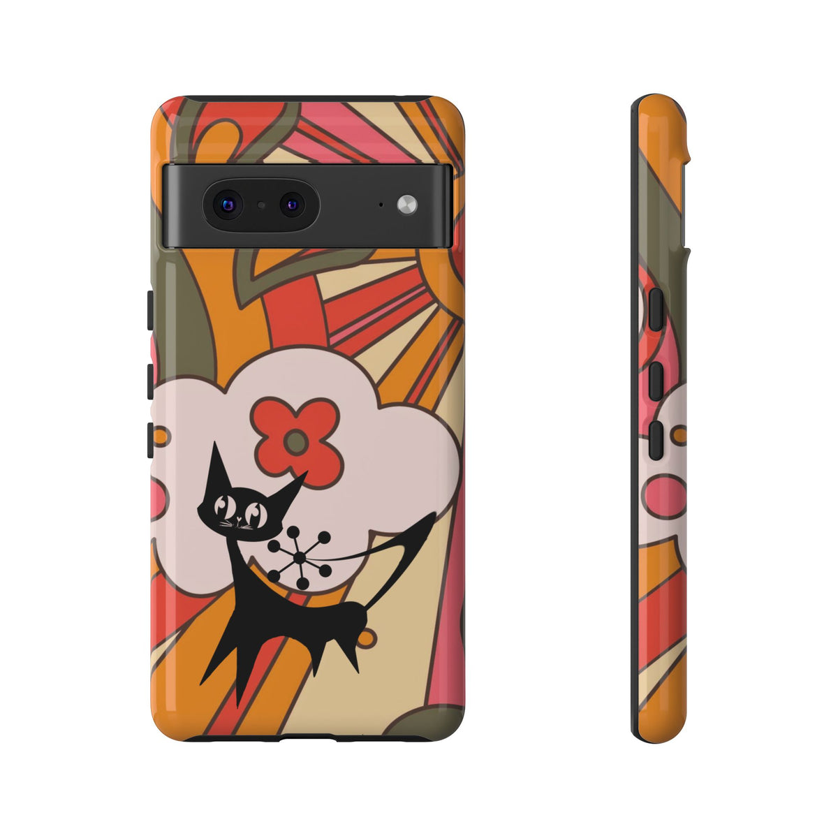 Atomic Cat, Retro Sunburst, Groovy Mod Smart Phone Tough Phone Cases