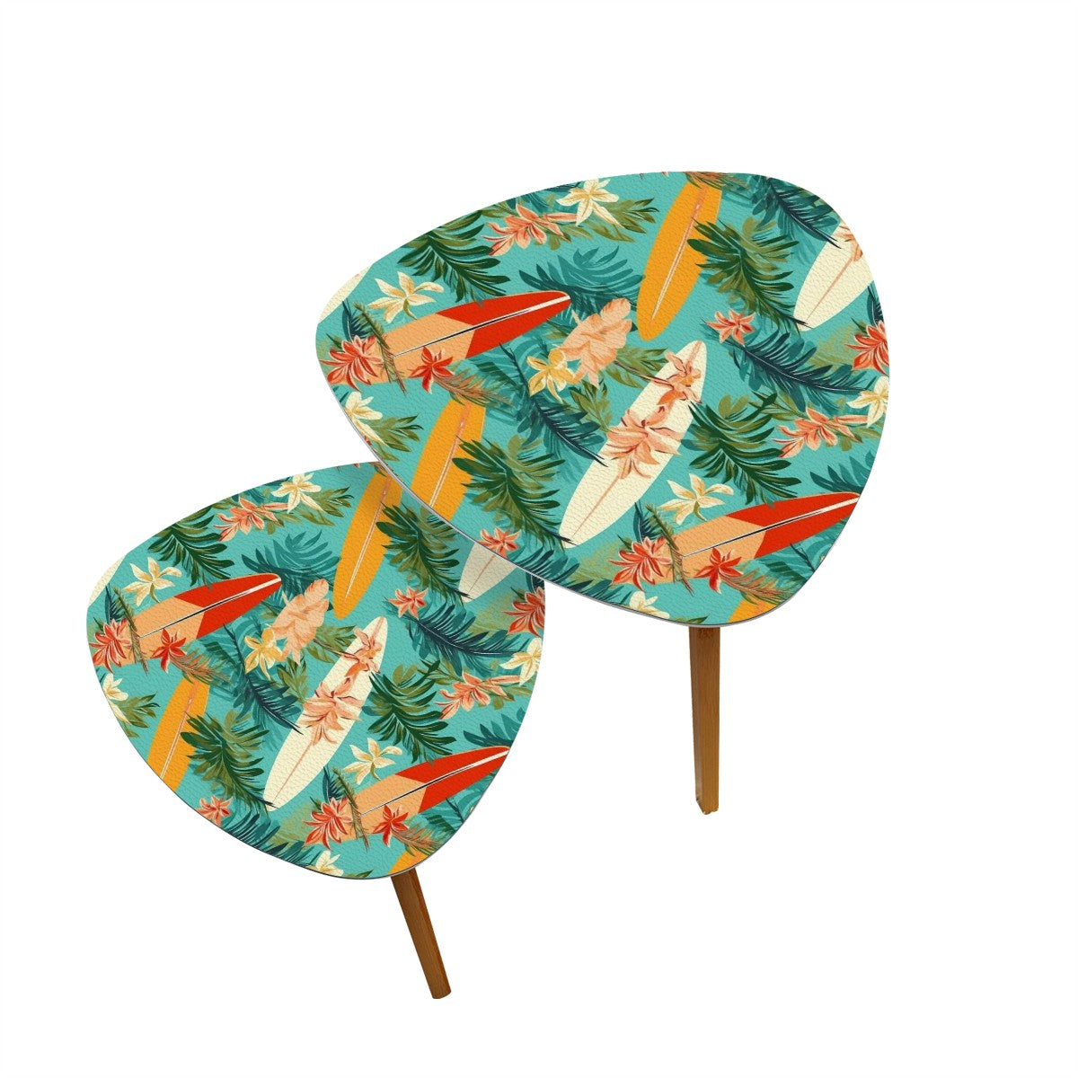 Mid Century Modern Retro Polynesian Surf Board Nesting Tables - Mid Century Modern Gal