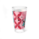 Atomic Cocktail Hour, Mid Mod Pink Poodle Retro Cocktail Mixing Glass - 16oz with Poodle Design - Mid Century Modern Gal